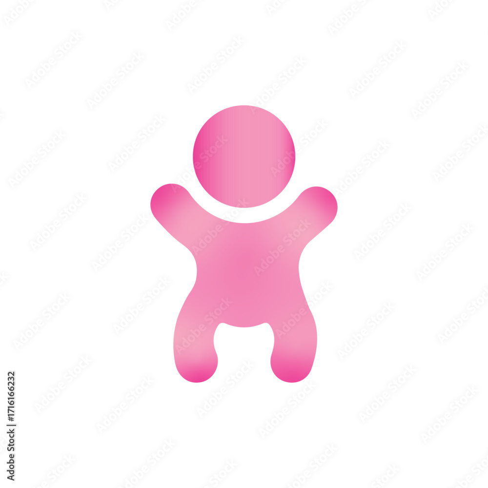 Fototapeta premium 3d baby girl and boy in pink cartoon illustration, vector baby illustration pink, 3d illustration baby vector,