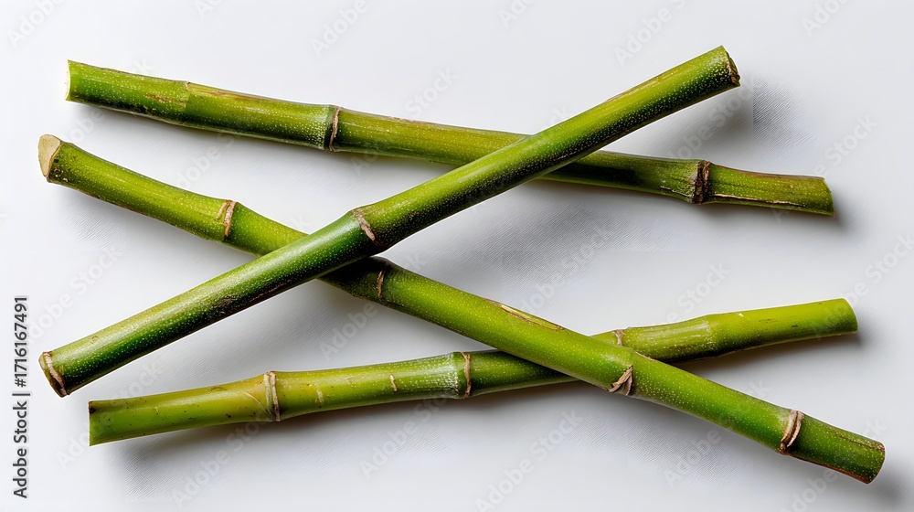 Fototapeta premium Fresh sugarcane stalks isolated on white background.