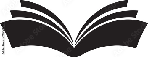 Open Book Silhouette Vector Illustration for Education, Literature, and Knowledge Concepts Design Element