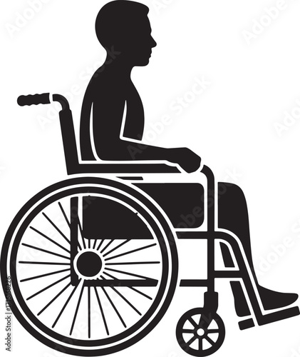 Wheelchair User Silhouette Vector Illustration on Transparent Background for Accessibility