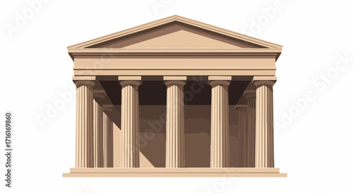 Elegant neoclassical building facade with grand columns evoking strength and history