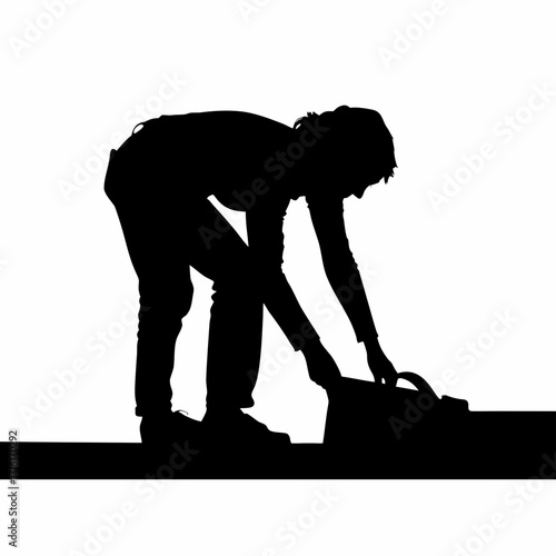 Construction Worker Silhouette with Tools