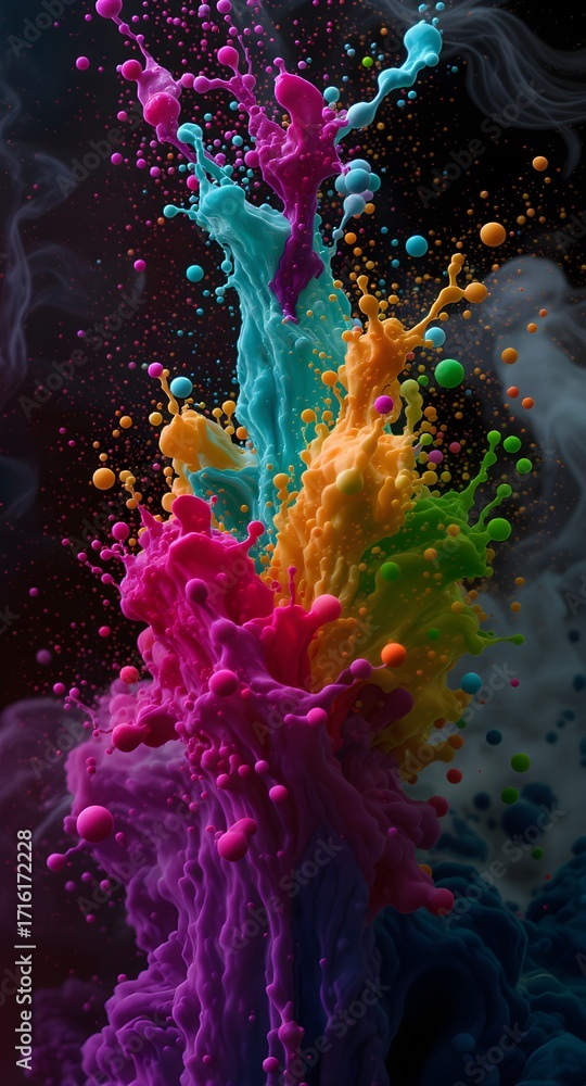 Fototapeta premium Surreal capture of colorful paint explosion