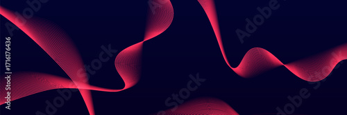 Abstract red wave line pattern on dark blue background. Futuristic technology concept. Suit for banner, poster, cover, brochure, flyer, website