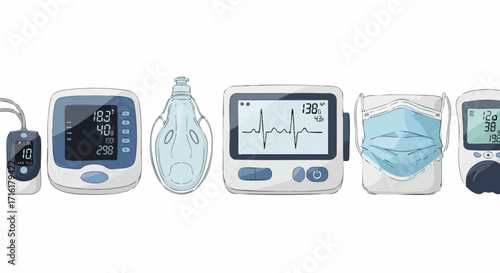 Essential medical equipment for patient care monitoring vital signs during treatment and recovery at hospital