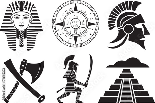 Ancient cultures icons battle history warfare symbols