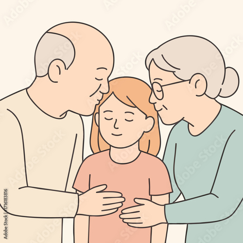 Grandparents comforting granddaughter