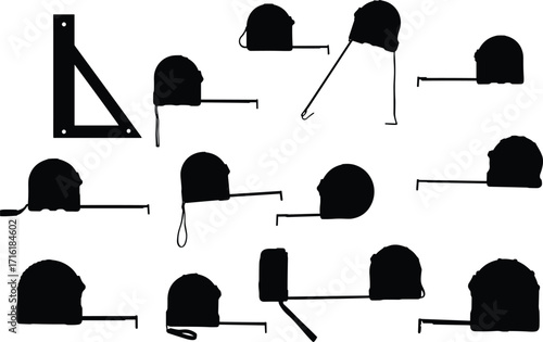 
Black silhouette of measuring tapes and one ruler against a white background for a clean, minimalist, and versatile design.