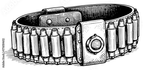 Cartridge Bullet Belt Ammunition Bandolier Bracelet black shape vector laser cutting engraving monochrome print