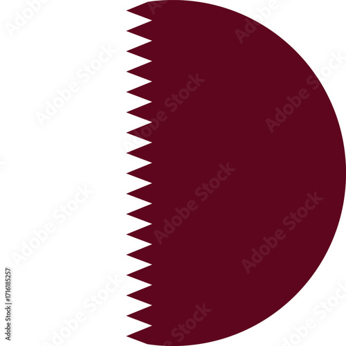 Qatar round flag button , vector isolated on transparent background