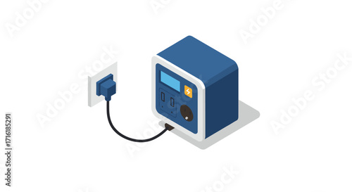 Isometric power supply unit with digital display and european plug
