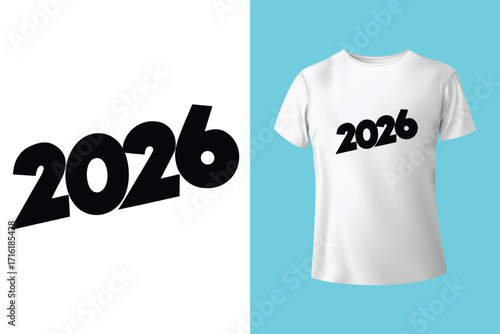 Cheers to a bright new year 2026 typography design for t shirt mockup