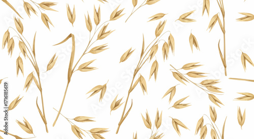 Elegant golden oat stalks pattern, evoking natural harvest and wholesome goodness for food or textile designs