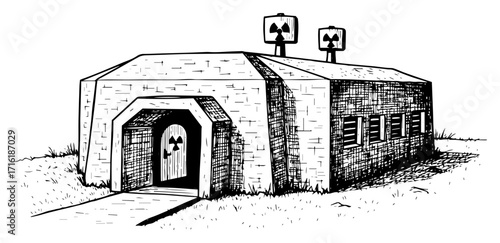 Hand Drawn Sketch of a Nuclear Fallout Shelter Bunker