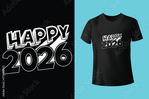 Cheers to a bright new year 2026 typography design for t shirt mockup