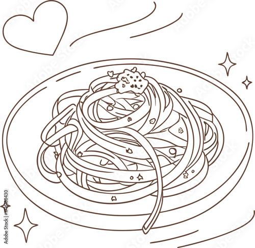 Delicious creamy fettuccine alfredo pasta dish with a soft pastel artistic style