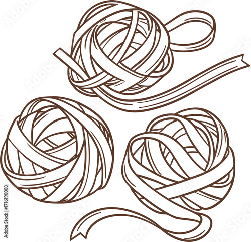 Artistic vector illustration of tagliatelle pasta rolls in a culinary presentation