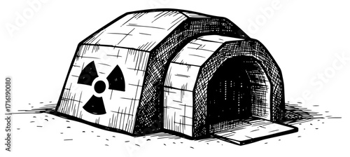 Nuclear Fallout Shelter Bunker Sketch