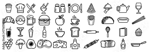 Food and Drink Outline Icons Collection