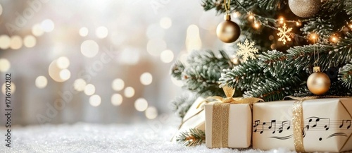 Carolers joyfully singing holiday songs in a winter setting.