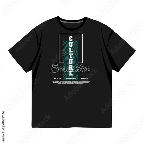 Black culture emotion graphic t-shirt with vertical typography and modern streetwear style for trendy casual fashion