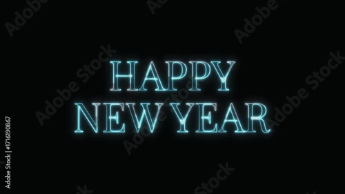 Wallpaper Mural New Year Neon Text Seamless Loop 4K Black Background Animated Promotional Typography for Video Editing Torontodigital.ca