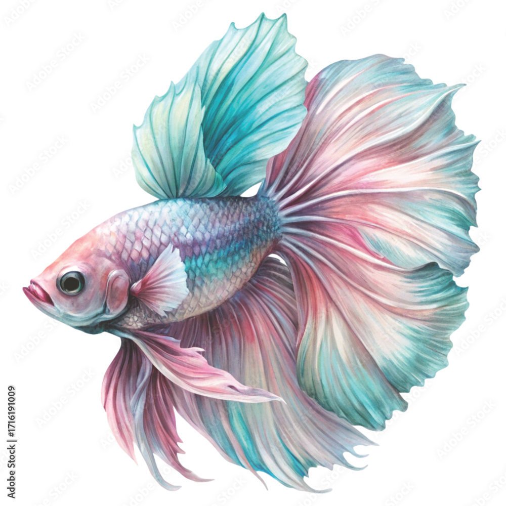 Fototapeta premium fighting fish Betta fish clipart watercolor white background