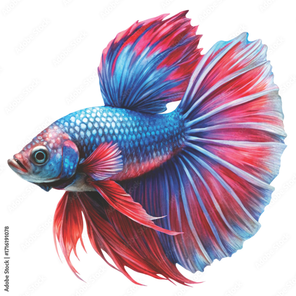 Fototapeta premium fighting fish Betta fish clipart watercolor white background