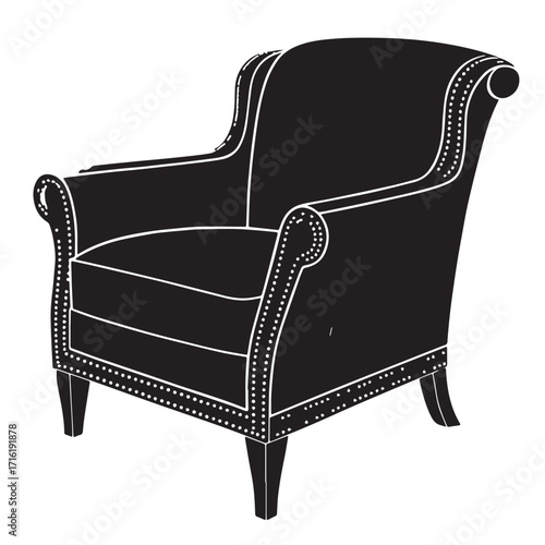 Black armchair Silhouette Vector, High Quality Illustration on White Background