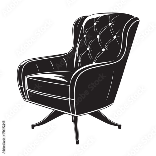 Black armchair Silhouette Vector, High Quality Illustration on White Background
