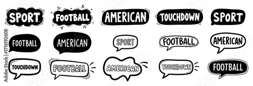 American Football Themed Doodle Lettering Set