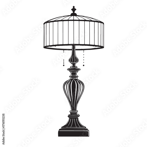 Black bedside lamp Silhouette Vector, High Quality Illustration on White Background