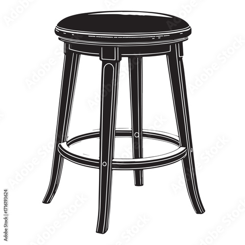 Black bathroom stool Silhouette Vector, High Quality Illustration on White Background