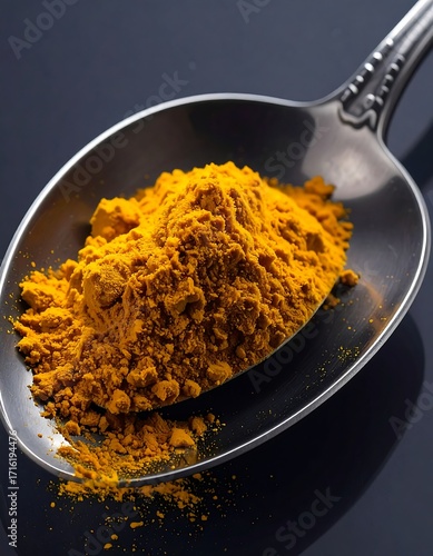 Turmeric powder in a spoon