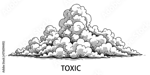 Hand Drawn Illustration of a Toxic Smoke Cloud