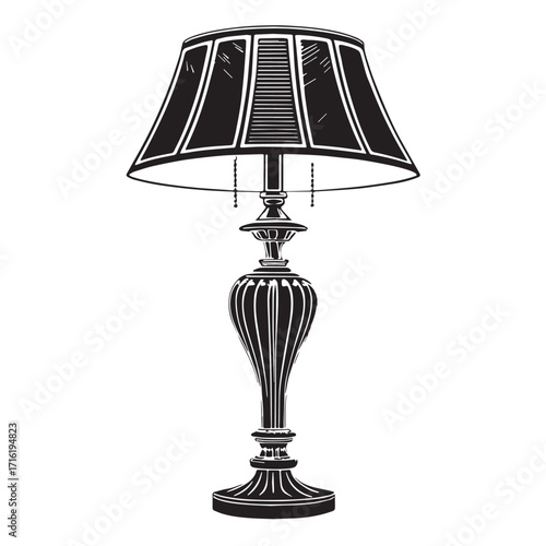 Black bedside lamp Silhouette Vector, High Quality Illustration on White Background