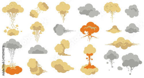Explosive cloud effects collection with smoke and blast designs