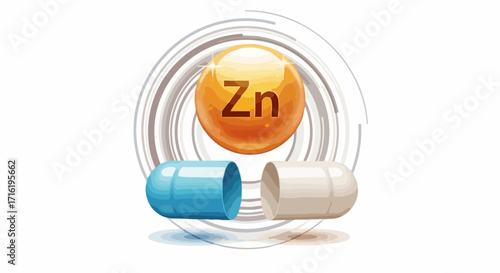 Vibrant zinc capsule symbol representing health, wellness, and nutritional supplement benefits