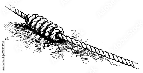 Hand Drawn Sketch of a Thick Nautical Rope
