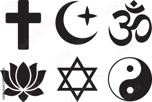 Diverse faith symbols united