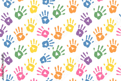 Colorful Handprint Background Symbolizing Unity, Diversity, and Creative Expression with Artistic Touch