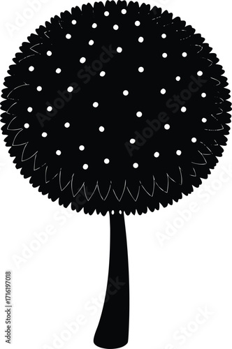 Mushroom vector Silhouette illustration round puffball mushroom silhouette