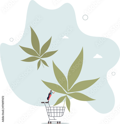 Purchasing cannabis CBD or buying marijuana for medical concept.life and employment of people.