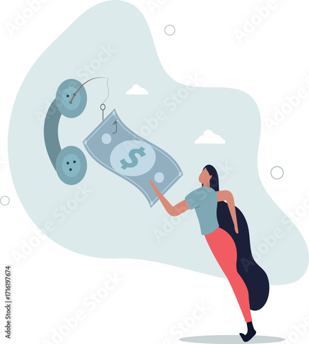 Phone scam, telephone call lying about fake investment, fraud to steal money from victim, financial crime concept.life and employment of people.