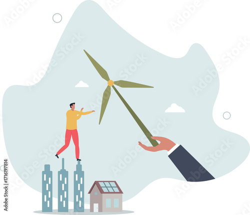 Green infrastructure planning with sustainable resources.Urban power supply using wind or solar source as ecological and environmental friendly solutions.life and employment of people.