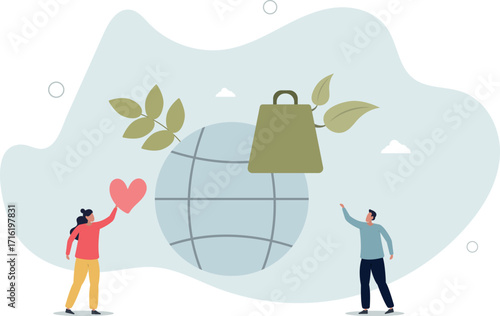 Environmental movement with climate awareness activists.Ecology and sustainable climate problem solution with green lifestyle .life and employment of people.