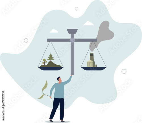 Net zero emissions and carbon dioxide CO2 neutral balance .Strategy to maintain atmosphere neutrality as future nature goal.life and employment of people.