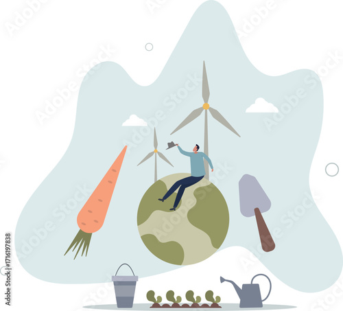 Sustainable agriculture and ecological slow food growth.life and employment of people.