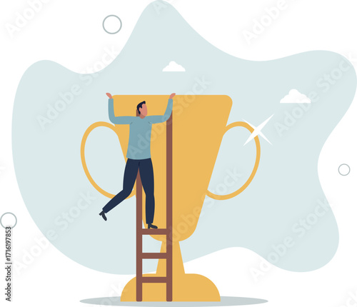 Building ladder to success, strategy and plan to growing and achieve target or goal, ambition and aspiration concept.life and employment of people.