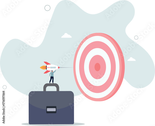 Startup success target, launch new product aim for win business achievement, marketing goal or target, project plan concept.life and employment of people.